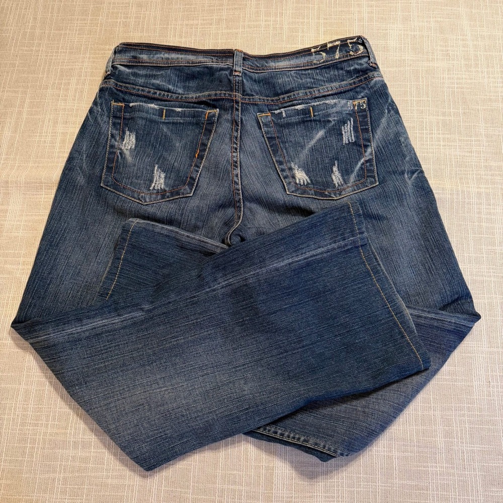 575 Denim California Lifestyle Mens 32 Distressed Penny Button Fly Jeans Blue